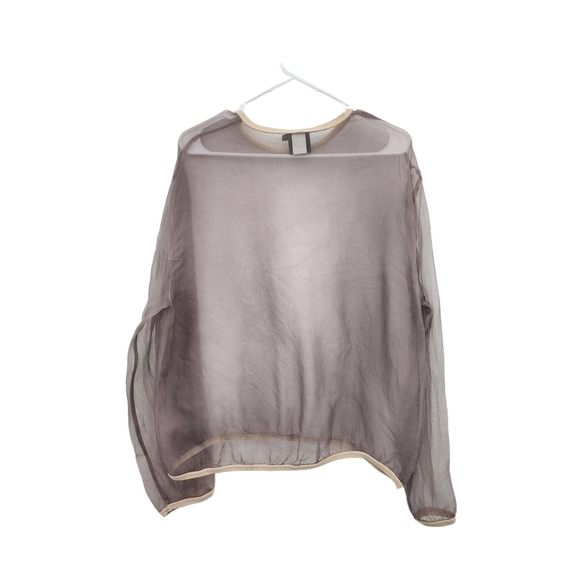Mike & Tod Women's 100% Silk Long Sleeves Sheer Top - M - Picture 5 of 6